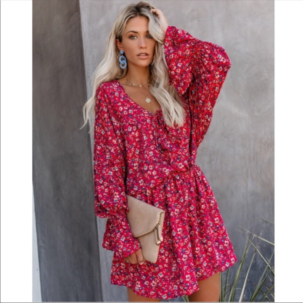 Vici Foxglove Ruffle Drape Dress